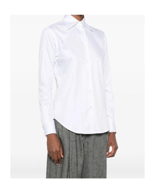 Mazzarelli White Long-Sleeve Button-Up Shirt