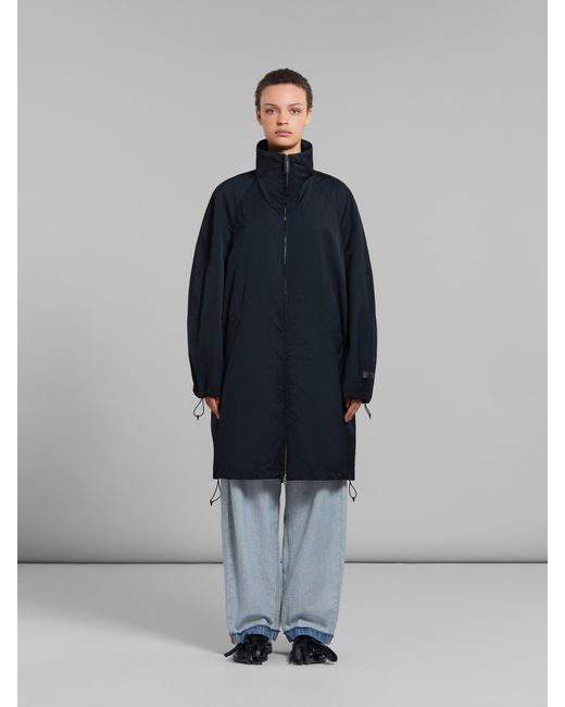 Marni Blue Raglan-Sleeve High-Neck Zip-Up Jacket