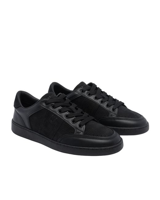 Ferragamo Black Round-Toe Lace-Up Sneakers for men