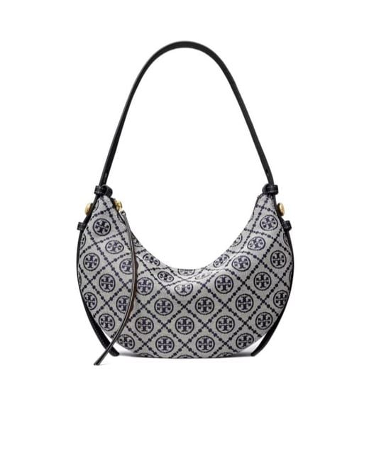Tory Burch Gray T Monogram Romy Half Moon Bag
