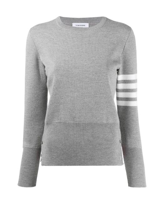Thom Browne Gray Milano Stitch Classic 4-Bar Pullover