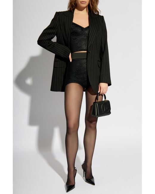 Dolce & Gabbana Black High Waist Jacquard Shorts