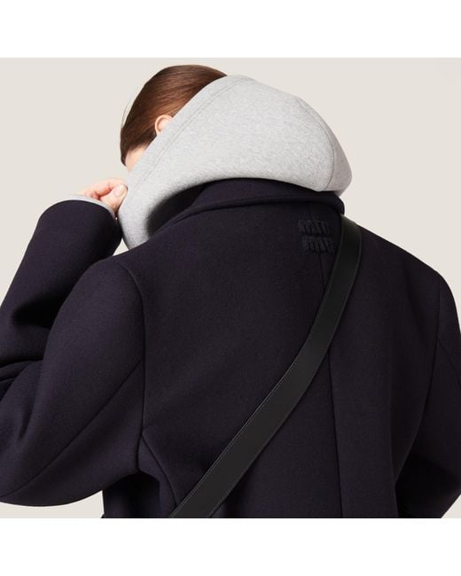 Miu Miu Blue Double-Breasted Cloth Peacoat Jacket