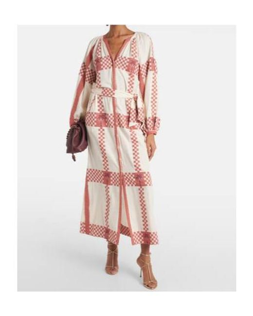 Johanna Ortiz Pink Printed Cotton Midi Dress