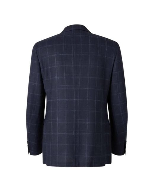 Canali Blue Check Patterned Two Piece Tailored Suit for men
