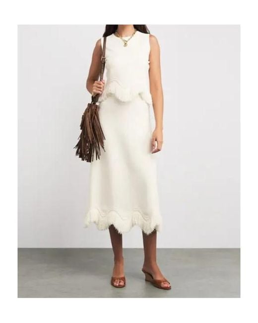 Ulla Johnson White High-Waisted Midi Skirt