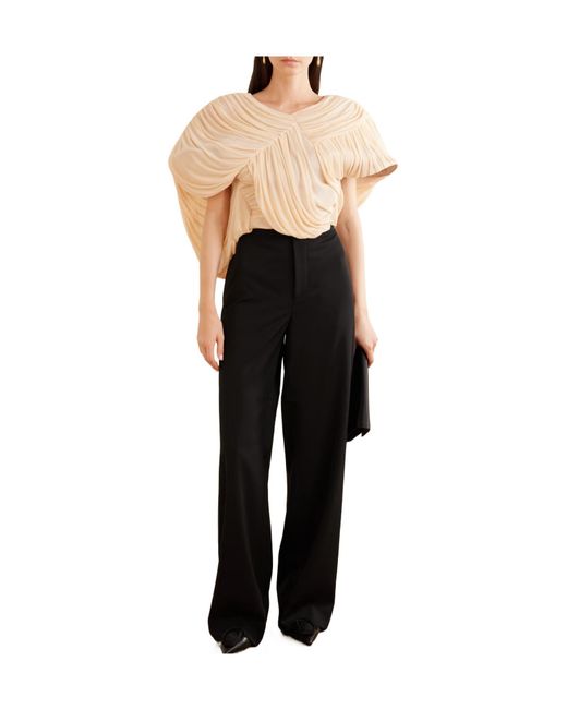 Maticevski Natural Draped Chiffon Blouse