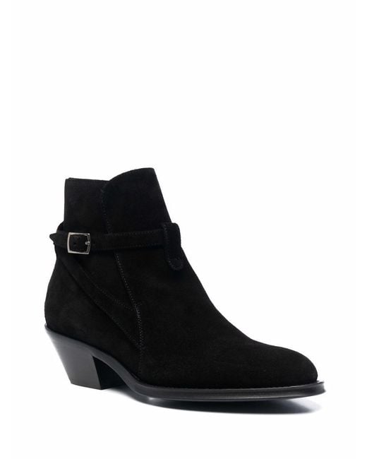 Saint Laurent Black Buckled Strap Ankle Boots