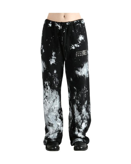 MM6 by Maison Margiela Black Logo Printed Drawstring Pants