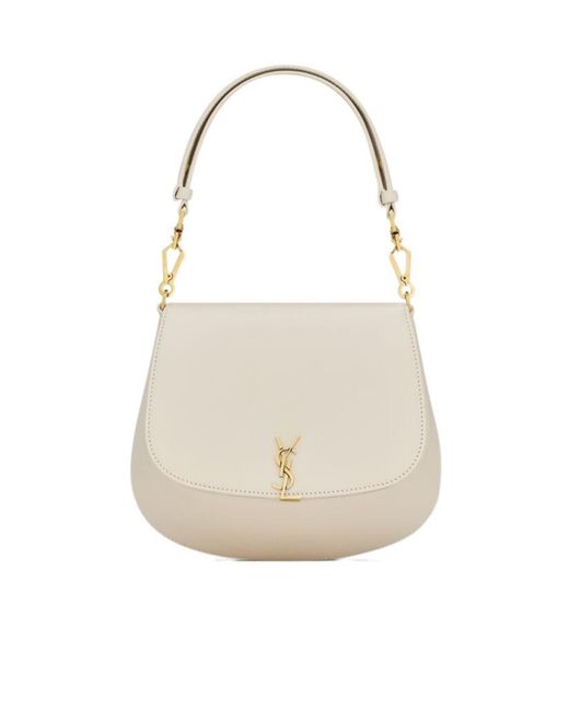 Saint Laurent White Voltaire Logo Plaque Top Handle Bag