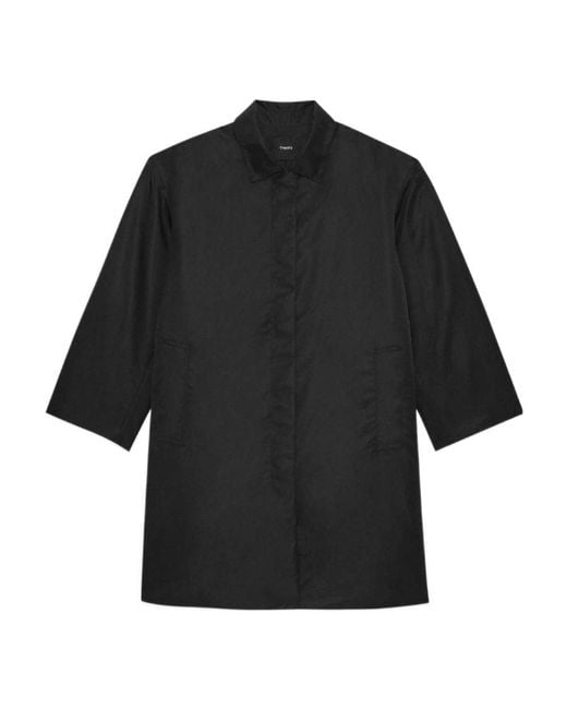 Theory Black Lapel Long-Sleeved Coat