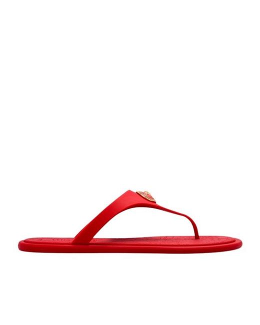 Versace Red Round-Toe Flip-Flops