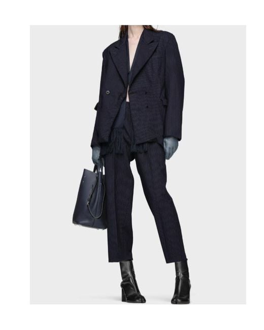 Maison Margiela Blue Pinstripe Wool Trousers