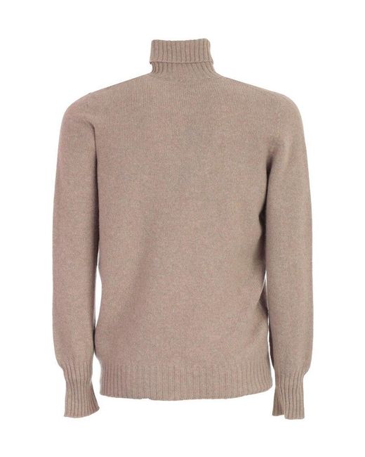 Drumohr Natural Wool High-Neck Sweater for men