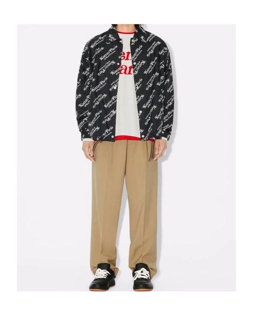 KENZO Gray Logo-Print Hoodie Windbreaker for men