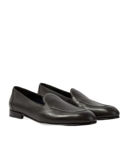 Brioni Black Appia Leather Loafers for men