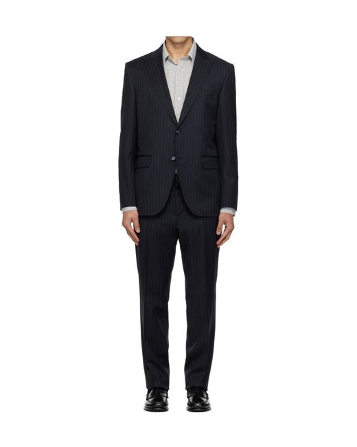Boss Blue Pinstripe Single-Breasted Suit for men