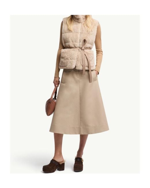 Moncler Natural Logo Patch A-Line Midi Skirt