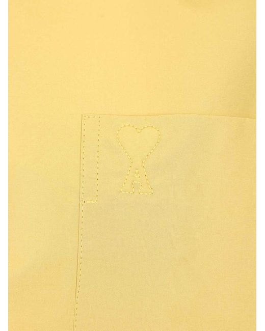 AMI Yellow Ami De Coeur Long Sleeved Boxy Shirt for men