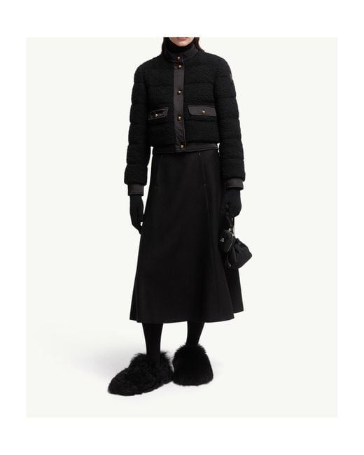 Moncler Black Blandy Wool Blend Bouclé Short Down Jacket