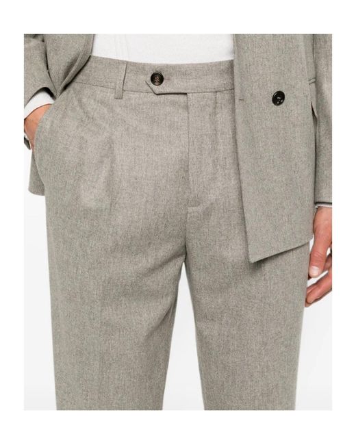 Brunello Cucinelli Gray Double-Breasted Wool Suit for men