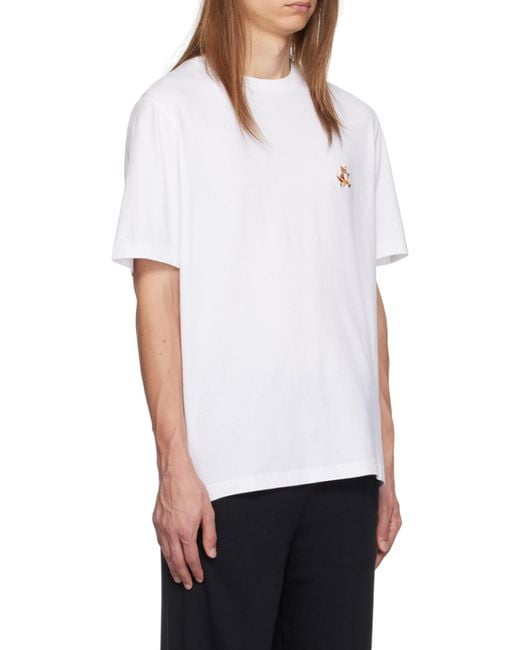 Maison Kitsuné White Maison Kitsuné Speedy Fox Patch Comfort T-Shirt for men