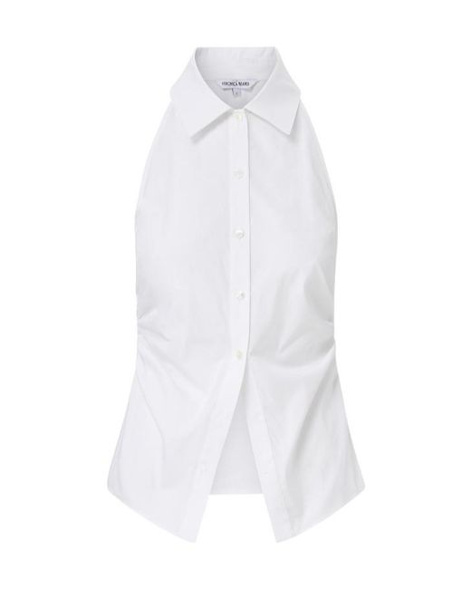 Veronica Beard White Regina Sleeveless Button-Down Shirt