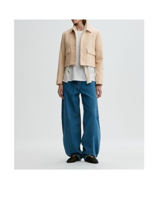 By Malene Birger Natural Annie Houndstooth-Pattern Cropped Jacket