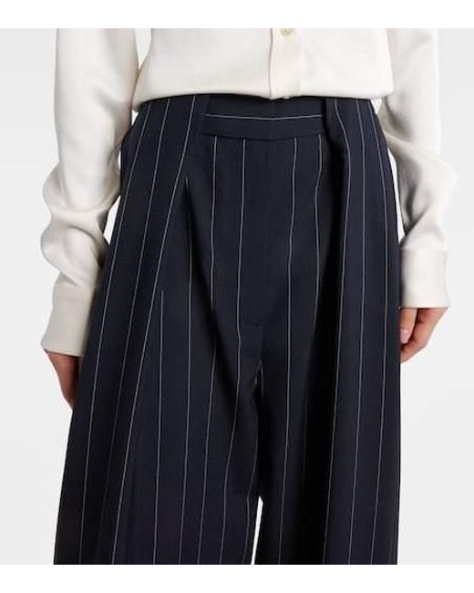 Stella McCartney Blue Pinstripe Wool Tapered Pants