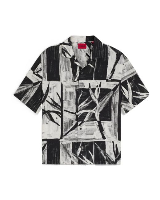 Boss Black Floral-Print Short-Sleeve Shirt for men