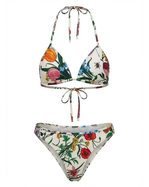 Gucci White Printed Sparkling Bikini Set