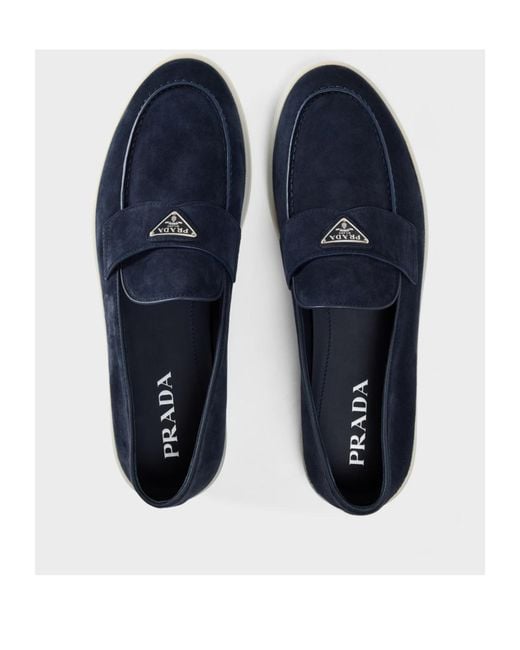Prada Blue Logo Loafers for men