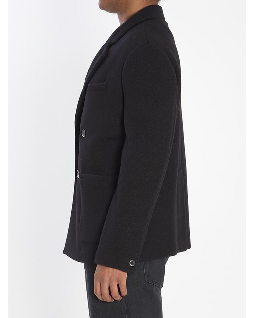 Barena Black Double-Breasted Peacoat for men