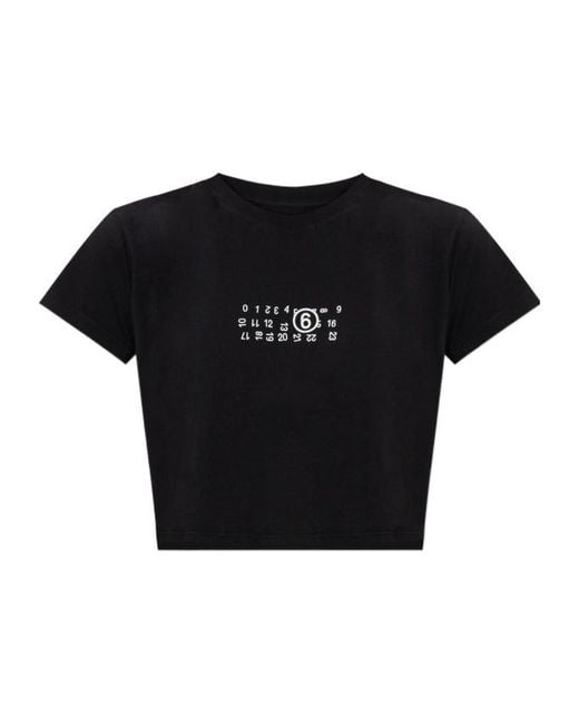 MM6 by Maison Margiela Black Cropped Logo T-Shirt