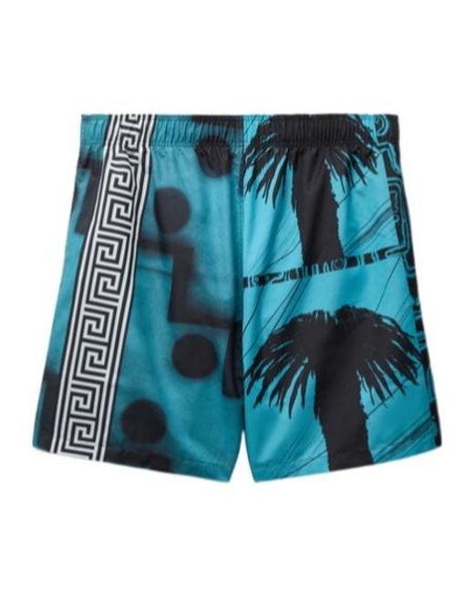 Versace Blue Printed Beach Shorts for men