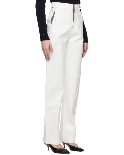 MM6 by Maison Margiela White Coated Trousers