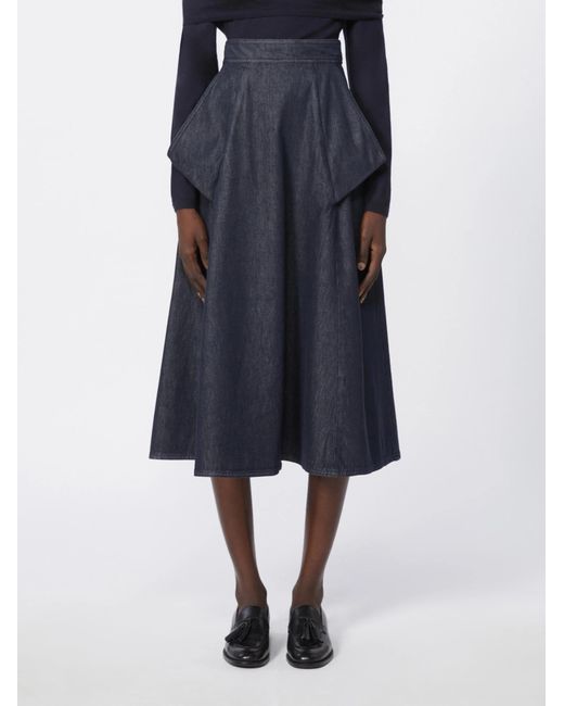 Max Mara Blue Visone Midi Skirt