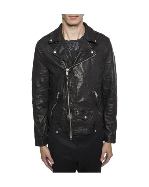 AllSaints Black Classic Biker Jacket for men