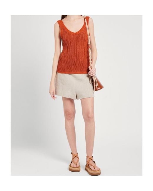 Max Mara Orange V-Neck Knitted Vest
