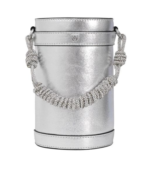 Pinko Gray Mini Bucket Bag