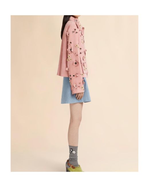 Marni Pink Floral Appliqué Buttoned Jacket