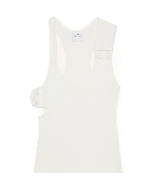 Courreges White Courrèges 90's Ribbed Cut-Out Detailed Tank Top