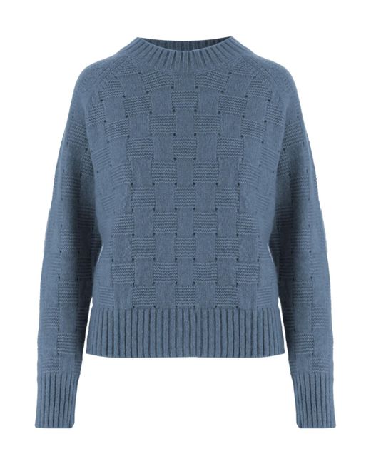 Allude Blue Basketweave Knitted Sweater