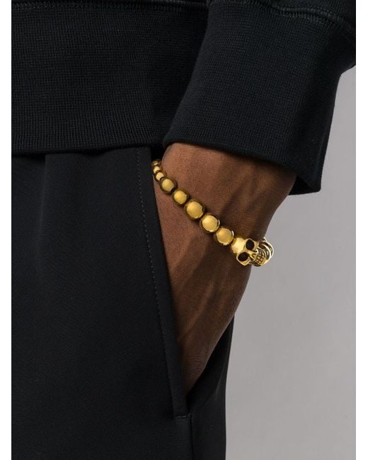 Alexander McQueen Metallic Skull Multibeaded Bracelet for men