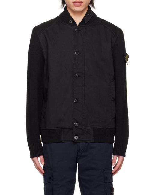 Stone Island Black Logo Medallion Casual Jacket for men