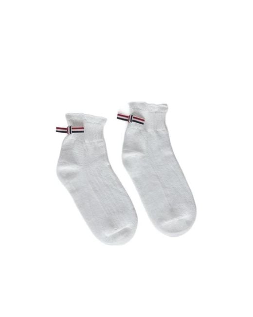 Thom Browne White Rwb-Bow Ankle Socks