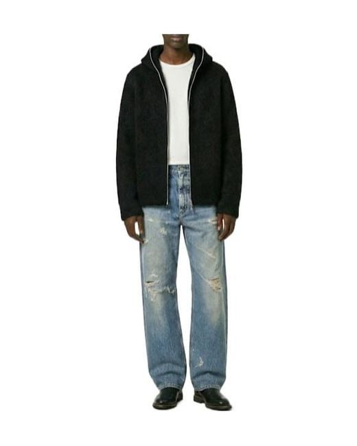 Our Legacy Black Zippered Hooded Long-Sleeved Sweatshirt for men