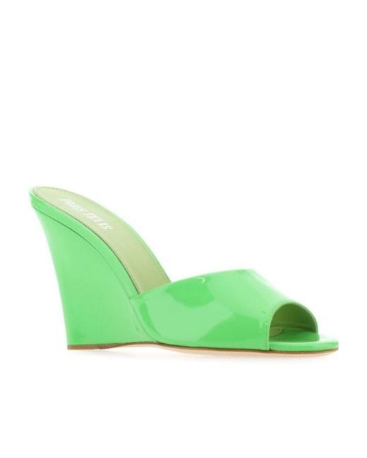 Paris Texas Green Leather Wanda Mules
