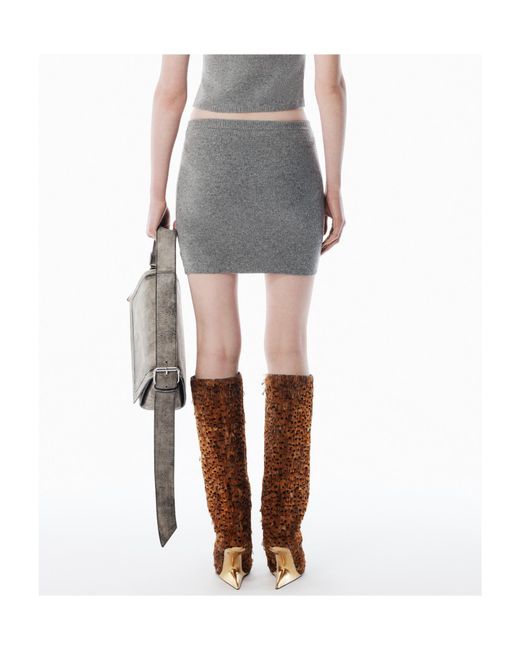 Alexander Wang Gray Wool-Blend Hotfix Miniskirt