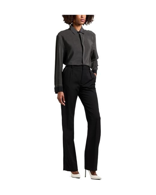 Saint Laurent Black Wool Straight-Leg Pants